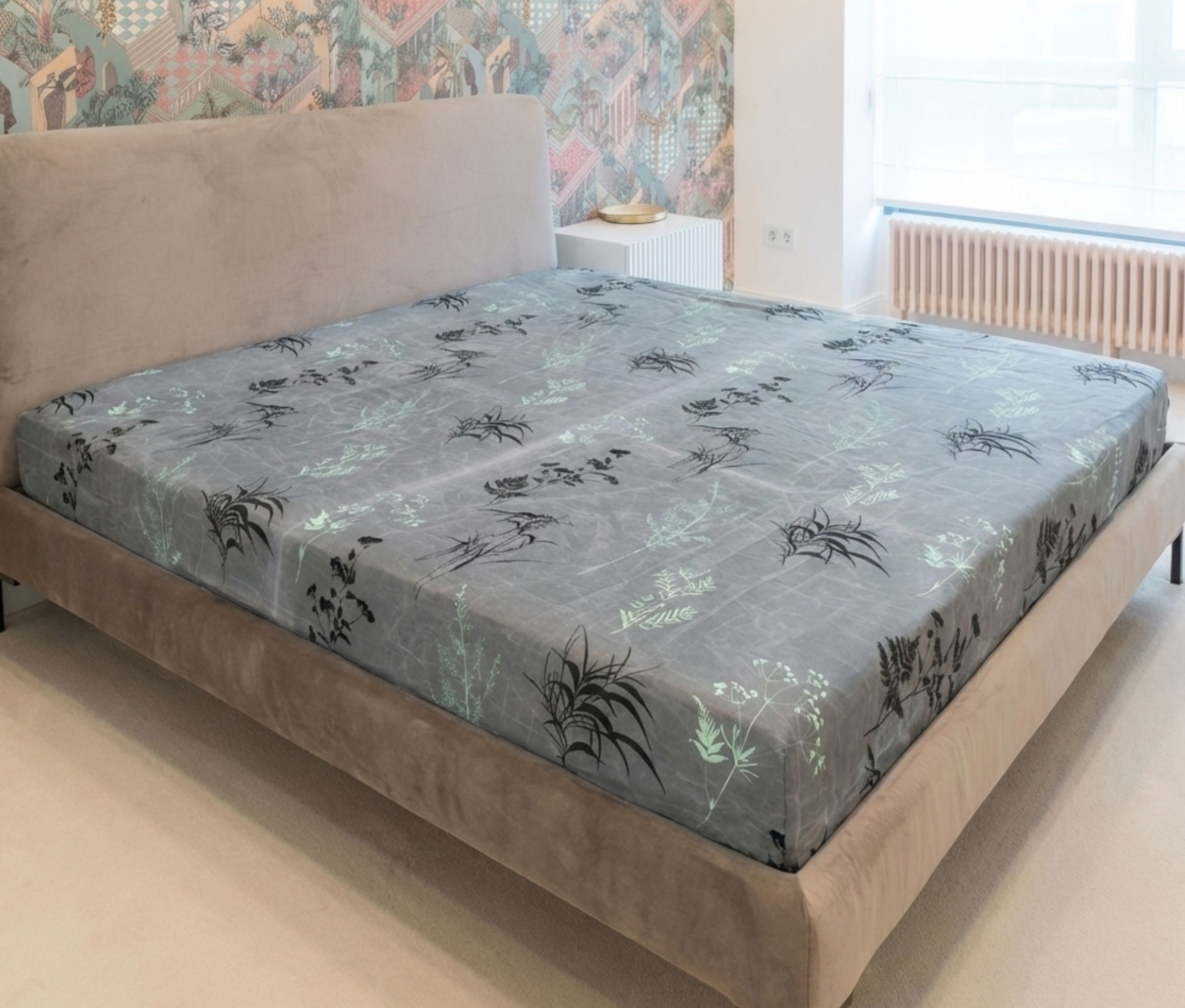 Zippered Cotton Mattress Cover / Protector | Grey Bamboo