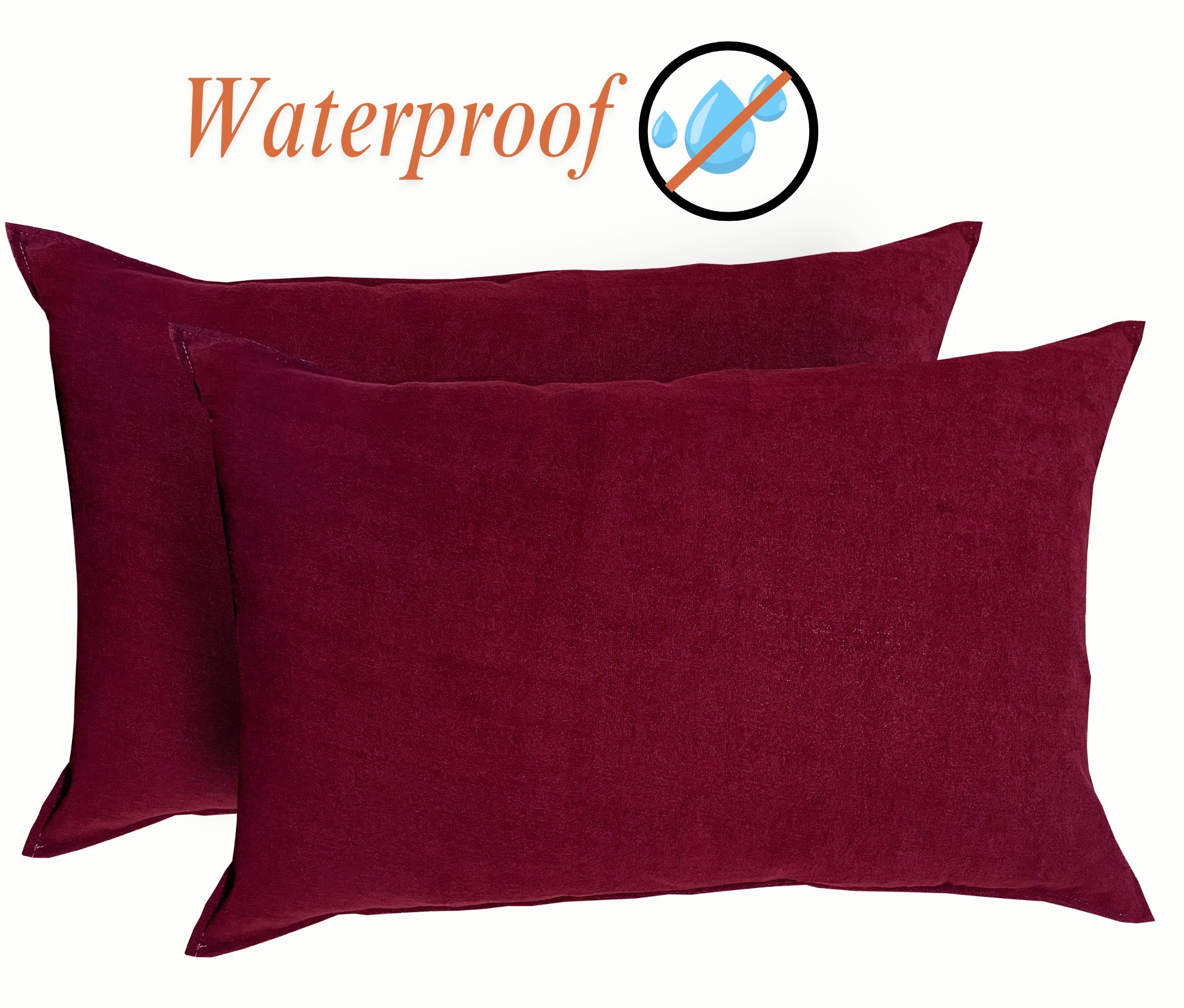 Waterproof Pillow Cover Terry Fabric Zip close | Red Color