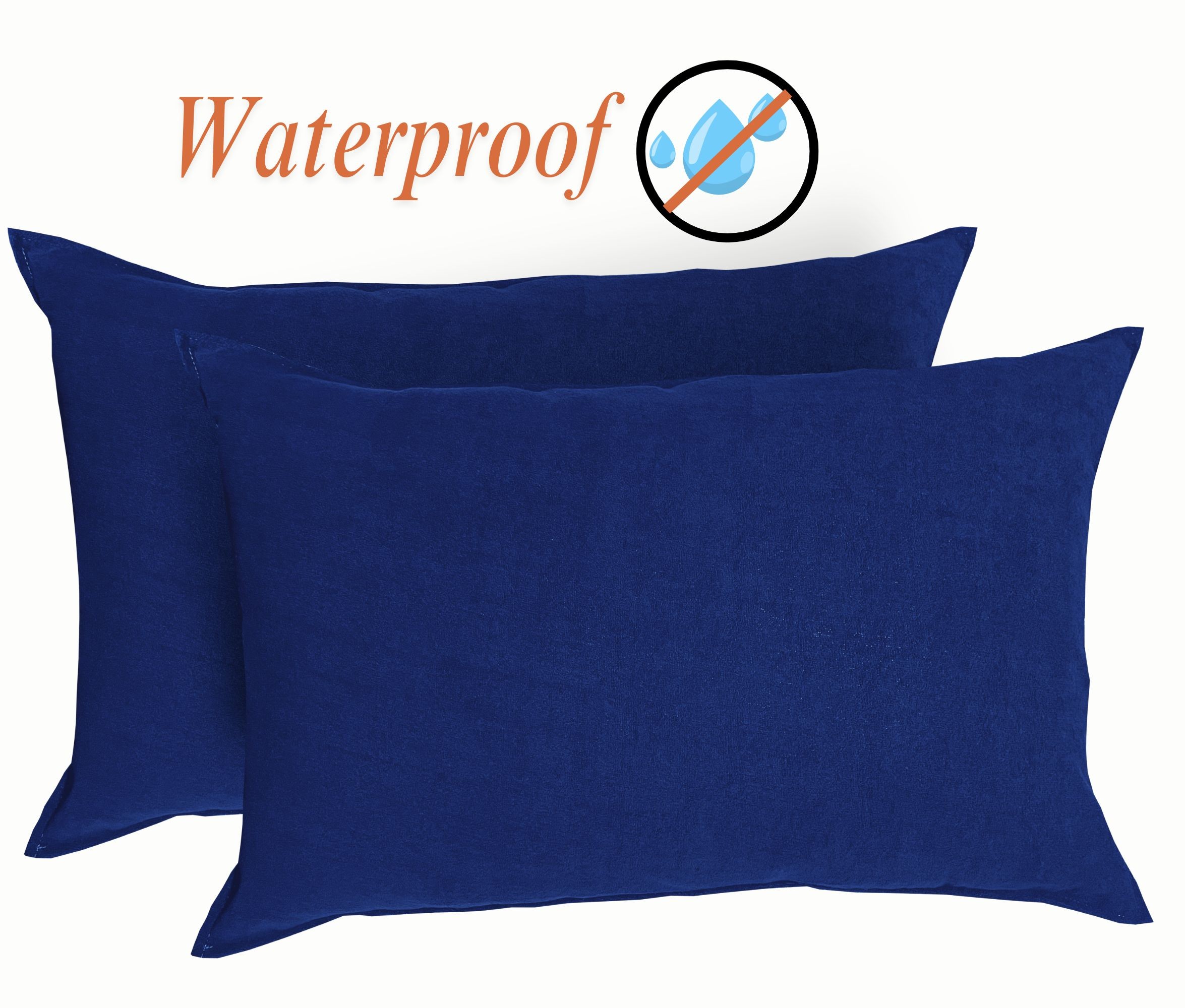 Waterproof Pillow Cover Terry Fabric Zip close | Blue Color