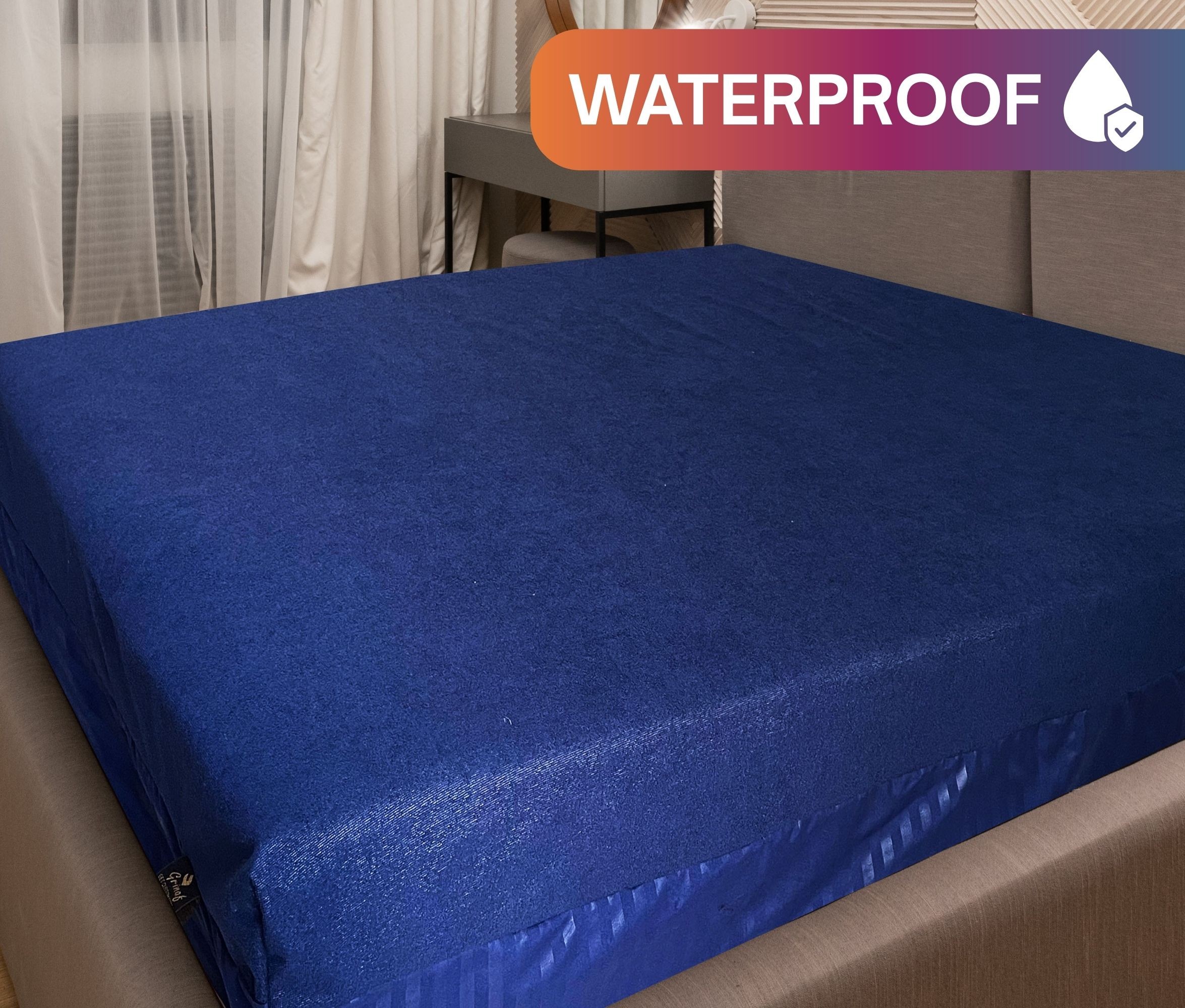 Zipper Waterproof Mattress Protector Terry Fabric | Blue